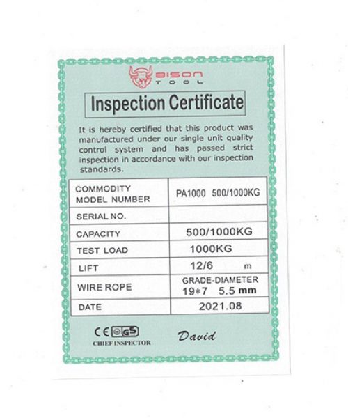 certificate pa 1000 12m