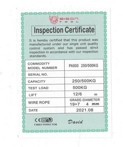 certificate pa500 12m